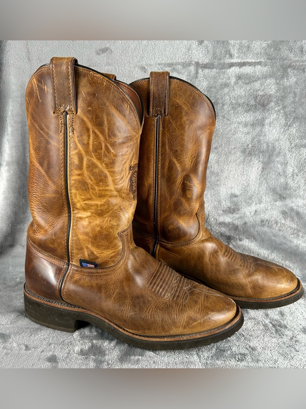 Chippewa Western Work Boots Mens 11.5 EE Wide Width Cowboy Boots Vibram Sole
